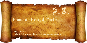 Hammer Benjámin névjegykártya